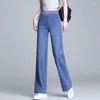 Jeans feminino streetwear calça elástica de moda elástica de alta perna calça de perna larga calça calça feminina jean femme jeanim l125