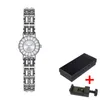 Armbandsur 2024 Säljer Gemstone Series Blue Dial Luxury Rhinestone Gold Silver Women's Watch with Steel Strap Waterproof Quartz Clock