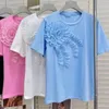 T-shirts pour femmes fleurs couture à manches courtes t-shirt coton t-shirt jeune femme t-shirts pour femmes tops d'été