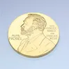 Nobel Gold Coin 24K Goldplated Pamiątkowe Medale Zagraniczna kolekcja odznaki zagraniczna Prezent 5pcllot