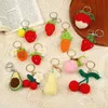 Keychains Lanyards Cute Knitting Fruit Keychain Creative Strawberry Car Keys Keychain Weaved Avocado Keyrings For Bag Accessories