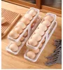 Kök förvaring rullande ägg dispenser kylskåp arrangörer containrar lådan automatisk glidande spiralhållare hem gadget