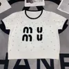 Miu T-shirt Designer Luxury Fashion Letter Printed Womens T-Shirt New Diamond Pullover Short Sleeved T-shirt Flocking Versatile Knitted Tshirt