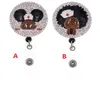 Najnowszy styl Pierścienie Klucz Black Girl Rhinestone Sconeble Id Holder for Pielęgniarki Akcesoria Odznaka z Aligatorem Clip9661956