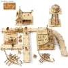 3D Puzzles Ury 3D drewniana łamigłówka WW2 War City Postwar Relic Ręcznie robiony mechaniczny dom z montażu Model DIY Zestawy zabawki Prezenty dla dzieci Y240415