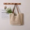 Shoulder Bags Cotton Crochet Bag Hollow Out Holiday Travel Handbag With Zipper Closure Casual Purse Top Handle
