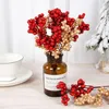 Dekorative Blumen 5pcs Weihnachten Berry künstlich rot Gold Kirsch Staubzähle Mini gefälschte Beeren Ornament Weihnachtsbaumdekor für Heimjahr 2024