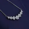 Fine Jewelry Twin Heart Halo Shape Diamond Moissanite Pendant Necklaces 925 Sterling Silver Chain For Women Engagement