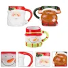 Mugs 3pcs Christmas Gift Ceramic Mug Cup Snowman Santa Reindeer Coffee Tea Drinking For Latte Americano Cappuccinos Tiki