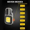Mini LED Keychain Portable Work Light Pocket Flashlight USB Rechargeable Outdoor Camping Lamp With Window Hammer Bottle Opener