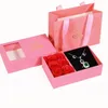 Gift Wrap Rose Box Jewelry Organizer örhängen hänge halsband för tjejmors dag Alla hjärtans alla älskar dig