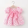 Girl Dresses Summer Born Bash Clothes 1 Year Birthday Floral con grande vestito a prua per abiti da bambino per bambini carini