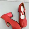 Dress Shoes MM6 Round Wrap Toe Chunky Heels Women Summer Sexy Runway Loafer Woman's Luxury Mary Jane Mujer