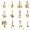 Ciondolo 925 Sterling Sier Dangle Charm Nuovo pendente dorato scintillante perle da sole scintillante perle perle in forma di consegna di gioielli fai -da -te drop drop.