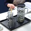 Bouteilles d'eau pichet en verre borosilicate avec couvercle et bouffée de diamant motif de carafes froide bouilloire pour le jus de thé glacé