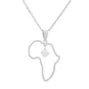 Africa Map with Small Heart Necklace African Religious Amulet Pendant Necklaces Stainless Steel Collar Choker