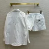 Designer Dames Sports Pak Chest Pocket Triangle Label Borduurbrief Logo Fashion Simple Summer Dames Loose Shirt Shorts Pak