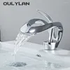 Kitchen Faucets 2024 Bathroom Faucet And Cold Basin Waterfall Water Mixer Sink Tap Deck Mounted Black