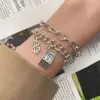 Metal Material New Little Bear Korean Edition Design Cool Wind Cross Pendant Double Layer Bracelet