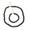 Real Natural Peacock Blue Black Round perle Collier Bracelet Sets Simple Gift For Lady Girls9099105