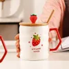 Tasses 520 ml rouges mignonnes fraises en céramique tasse à la maison high-capacité tasse de tasse de lait de café