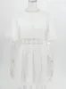 Moda Summer Women White Dress Casual Backless Mini sukienki pusta kwiatowy haft haftowa bawełniana szata imprezowa 18504 240415