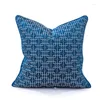 Oreiller Blue Geométrique Jacquard Couverture pour canapé Patio extérieur Case décorative de style chinois Art High densité Sofa Chair