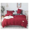 Bettwäsche -Sets Einfache massive Luxune Schleifenwäsche Baumwollweiche 4 Stcs Flachblatt A/B 1,5 m 2,0 m Duvet Cover Kissenbezug Home Textile