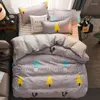 Bedding Sets Simple Fashion 2024 Set 5 Size Grey Blue Flower Bed Sheets 4pcs/set Cover Linen Side Pastoral AB Duvet Sheet