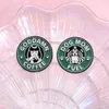 Dinosaur Coffee Emamel Pin Dog Mom Buel Sad Girls Club Round Brooches Lapel ryggsäck Badge SMyckespresent till vänner