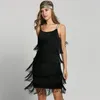 Basic Casual Kleider Vintage Vestidos 1920er Flapper Girl Kostüm Kleid Great Gatsby Kostüme Slash Hals Riemchen Fringe Swing Party Dr. Dhdxu