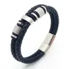 Bracelets de charme Bracelet à corde double en cuir en acier inoxydable