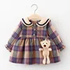 2024 Baby Girl Dress Roupos de garotas de meninas de meninas Princesa Vestidos de aniversário xadrez para roupas infantis de bebê 0-2y vestidos 240412