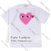 Designer Tee Com des Garcons Spela Heart Logo Print T-shirt TEE STORLEK extra stort Blue Heart Unisex Japan Bästa kvalitet Euro Storlek 151