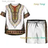 Kleidungsstücke afrikanische Print Tracksuit Männer/Kinder Fashion T-Shirts Anzug Casual Shorts/Vintage Top Sport und Freizeit Kleidung Set T240415