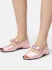 Lady sheepskin Ladies sandals Flat heels leather 2024 Mary Jane peep toe summer Ballet shoes The catwalk slip-on buckle bowtie one line Commuting size 35-43 582