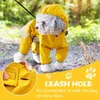 Дорогая одежда с капюшоном для собак Водонепроницаемое оболочка для дождевого покрытия отражает ремешок и дыру в поводке легко надеть на пончо