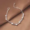 Bracelets de charme 925 Silver banhado de camada dupla pulseira de contas de contas para mulheres Bangle Wedding Jewelry Gift SL026