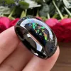 8mm Men Women Tungsten Carbide Ring With Galaxy Series Opal Inlay Domed Polished Wedding Band Jewelry 240415