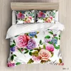 Beddengoed sets 3D set aangepaste enkele dubbele king size 3pcs dekbedovertrek quilt/dekmiddel kussensloop bloemen beddenbladen drop -schip