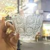 Şarap bardakları 200ml kahve fincan seti lüks retro kabartmalı tabak ve kupa ev latte cam çay setleri toptan bardaklar