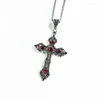 Colliers de pendentif mode gothique gothique grand baroque chrétien croix micro micro incrusté de cristal rouge prière bijoux en gros de bijoux en gros