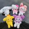 12 cm kawaii plysch nyckelchain docka min melodi kuromi cinnamoroll tecknad djur fylld hänge ryggsäck dekoration