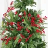 Flores decorativas 190 cm de natal guirlanda de videira com rattan vermelho em casa portas de parede decoração corarão de natal arborizando ornamentos pendurados