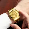 Watches New Golden Mens Watches Top Brand Chinese Dragon Quartz Watch Business rostfritt stål Klocka Male Relogio Masculino S666