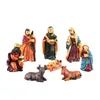 Figurines décoratives 8pcs Nativité de Noël Figurine Figurine Décor de crèche religieuse pour Noël Holy Family Table Ornements