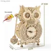 3D-puzzels ury 3D houten puzzel retro pendulum uil klokklokmodel set hygrometer mechanische versnellingsdecoratie handgemonteerd speelgoed volwassen cadeau y240415