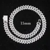 Iced Chain VVS Moissanite 15mm 2rows Diamante 925 Link cubano de prata esterlina para jóias de hiphop