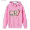 Hoodies Sweatshirts Fashion Childrens Sweat de football CR7 Children imprimé Spring and Automne Training Football Shirt Brossed Brossed Casual Pullover T240415