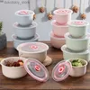 Bento Boxes Bento Box Wheat Straw Lunch Box Eco-Friendly Salad Bowl With Lid Can Be Microwave Food Storae Container L49